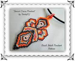 Communication about embroidery on various topics. Bp Pen 001 Sunset Cross Pendant Brick Stitch Beadwork Pattern Seed Bead Jewelry Beadweaving T Brick Stitch Bead Weaving Tutorials Beadwork Patterns Seeds