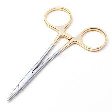12 5cm Golden Color Handle Needle Clamp Medical Pliers Surgical Forceps Double Eyelid Cosmetic Plastic Surgery Need Needle Holder Surgical Needle Double Eyelid