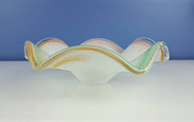 Vintage Murano Pastel Art Glass Bowl Pastel Color Glass Dish Pink Green White Orange Peach Vintage Hand Blown Glass Murano Glass Art Glass Bowl Glass Art Glass Bowl