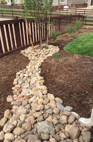 Dry Creek Bed I Dug Down About 2ft And Put Plastic Down I Got River Rock And Placed Them On T Landscaping With Rocks Small Backyard Landscaping Easy Backyard