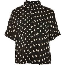 Black And White Polka Dot Short Sleeve Shirt Topshop Polka Dot Print Shirt 39 Liked On Polyvore Featuring Tops Black Viscose Shirts Button Top P Dot Print Shirt Polka Dots Fashion Polka Dot Shirt