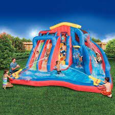 Hydro Blast Inflatable Water Park Made With Dura Tech By Banzai Walmart Com In 2021 Inflatable Water Park Water Slide Bounce House Backyard Water Parks