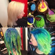 Rebecca Taylor On Instagram The Process Prelightened Level 10 Pravana Vivids Blissful Blue Yellow Clear Hair Color Techniques Vivid Hair Color Green Hair