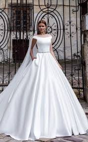 Elegant 2018 Satin Wedding Dresses Ball Gown Off The Shoulder Bridal Wedding Gowns Stylish Aline Wedding Dress Wedding Dresses Bridal Dresses