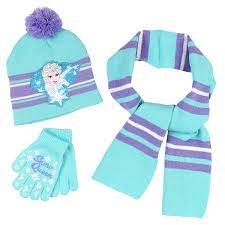 Amazon Com Frozen Elsa Girls 3 Piece Beanie Hat Gloves And Scarf Set One Size Blue Clothing Disney Princess Dress Up Beanie Hats Scarf Set