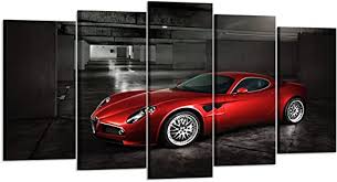It is because of this adrenaline pumping when driving a fast car, that many car freaks and adrenaline junkies risk their lives in pursuit of reaching ever faster speeds and accelerating to new heights. Amazon Com Kreative Arts 5 Panels Red Sport Car In Black And White Posters Canvas Framed Wall Art Racing Cars Pictures Printed On Canvas Painting Artwork For Living Room Bedroom Interior Decoration
