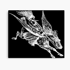 Cat on a pegasus riding past obama :d. Pegasus Rider Antique Drawing Old Style Illustration Canvas Print By Freshlypeeled Redbubble