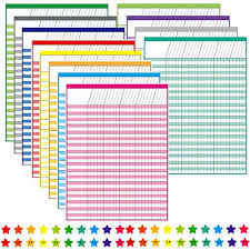 12 pack multi color laminated dry erase incentive chart with