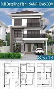 This 2 story home has a 4 bedroom, 5 bedroom, and 6 bedroom versions above grade. 6 Bedrooms House Plan 8 5x13m Samphoas Plansearch House Construction Plan Bedroom House Plans 6 Bedroom House Plans