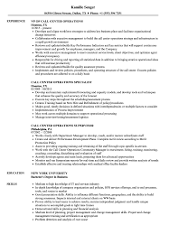 call center operations resume samples