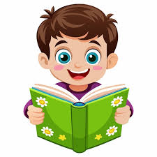 Un niño leyendo un personaje de dibujos animados de libros | Vector Premium