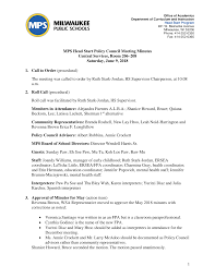 1 MPS Head Start Policy Council Meeting Minutes Central Services, Room  206–208 Saturday, June 9, 2018 1. Call to Order (proce