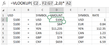 Excel Formula Simple Currency Conversion
