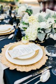 Color Inspiration Midnight Blue And Navy Wedding Ideas Modwedding Wedding Table Settings Gold White Wedding Table Setting Gold Wedding Decorations