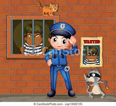 Image clipart policier pour illustrer vos documents et vos sites web. Devant Chats Prison Deux Policier Policier Deux Illustration Chats Prison Devant Canstock