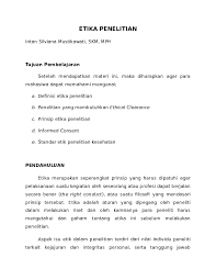 Berikut akan dijelaskan seperti di bawah ini. Doc Etika Penelitian Sasmaya Dewi Academia Edu