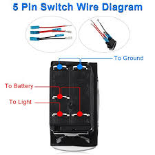 Whether you have power coming in through the switch or from the lights, these switch wiring diagrams will show you the light. Amazon Com Waterwich Lighted Whip Illuminated Rocker Toggle Switch Waterproof Jumper Wires Set Dc 20a 12v 10a 24v 5pin On Off Spst Rocker Switch Auto Truck Boat Marine Rv Blue Industrial Scientific