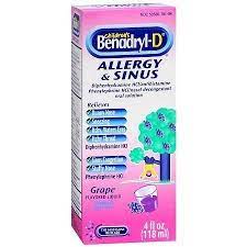 Children S Benadryl D Allergy Plus Congestion Liquid Grape Benadryl Allergy Medication Sinusitis