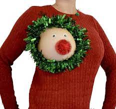 Amazon.com: Ugly Christmas Sweater, Reindeer Boob, Women's MEDIUM,  Christmas, reindeer, breast, sexy, novelty, pasties : Handmade Products