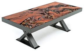 We offer many types of wood species such as california redwood, claro and black walnut, west and east coast maple, box elder, red and white oak, sycamore, cherry and others. In Stock A River Runs Through It Unique Coffee Table Rustic Coffee Tables By Woodland Creek Furniture Houzz