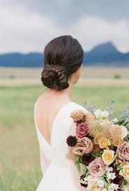 Elegant Montana Wedding Inspiration Dressed In Peach And Blackberry Tones Vintage Wedding Hair Wedding Hairstyles For Medium Hair Wedding Dress Inspiration