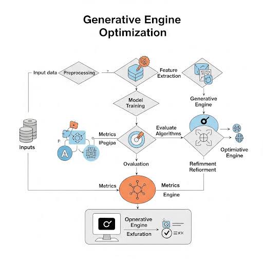 Flujo de datos en la Optimización para Motores Generativos, AI generated