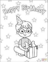 These festive coloring pages are perfect for setting the mood for a birthday party. Happy Birthday With Boy Coloring Page Free Printable Coloring Pages Coloring Home