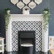 Original victorian fireplace complete with tile surround & wooden mantle piece. Savvy Diy Er Transforms Fireplace Surround With Self Adhesive Floor Tiles