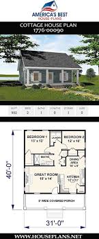 House Plan 1776 00090 Cottage Plan 992 Square Feet 2 Bedrooms 1 Bathroom Small Cottage House Plans Cottage Plan Little House Plans