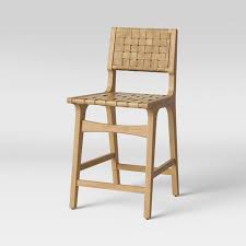 Ceylon Woven Counter Height Barstool Brown Natural Wood Opalhouse Brown Bar Stools Counter Stools Bar Stools
