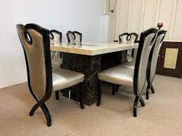 Our solid wood dining room sets are available in a wide range of styles from modern to hamptons, french provincial and everything in between. Brisbane Marble Dining Table Cream Brown 180cm 6x Cross Legged Chairs Designer Marble