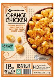 Member's mark orange chicken, 18mins and ready to eat.