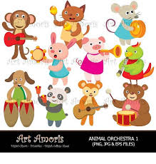 Animal Orchestra Music Instrument Musical Music Band Etsy Digital Clip Art Musicals Clip Art