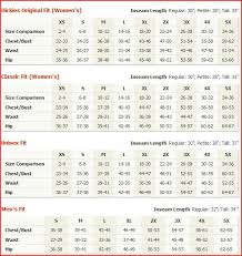 54 Abundant Dickies Clothing Size Chart