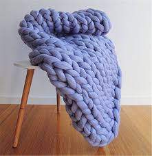 Easy knitting from yarn with loops. Premium Chunky Knit Blanket Soft Warm Cozy Cowboy Blue Throw Giant Large Knit Throw Blanket Bed Runner 50x160 Cm Buy Online In Aruba At Aruba Desertcart Com Productid 47578570