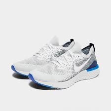 Τα ανδρικά παπούτσια για τρέξιμο nike epic react flyknit 2 αναβαθμίζουν τον συνδυασμό μαλακής αίσθησης και ανάλαφρης άνεσης υψηλών επιδόσεων. Nike Men S Epic React Flyknit 2 Running Shoes White White Black Racer Blue Sales