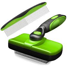 Slicker brushes are made for dogs with long hair. Amazon Com Tminnov Self Cleaning Slicker Brush And Stainless Steel Dog Comb Set Dog Brush Cat Brush For Shedding And Grooming Pet Deshedding Tool Green Beauty