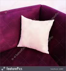 What purple seat cushions feel like. Picture Of Fancy Purple Sofa With White Cushion