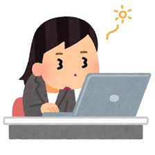 眠そうに働く会社員のイラスト（女性） | かわいいフリー素材集 いらすとや