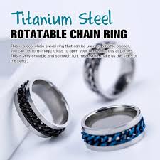Whether your goal is to buy a sterling silver ring or a ring that reflects the silver shine, our mens silver ring selection offers you gleaming opulent designs to match any style. Buy Punk Wedding Mens Stainless Band Ring Spin Titanium Steel Rotatable Chain At Affordable Prices Free Shipping Real Reviews With Photos Joom