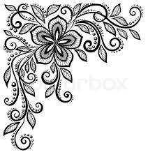 Beautiful Black And White Lace Flower In The Corner With Space For Your Text And Greetings Many Simi Embroidery Patterns Black And White Flowers Lace Flowers