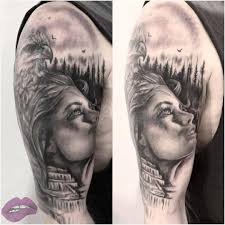 Black And Grey Tattoo Artists London Portrait With Woodland Background And Eagle Done By Vivi Ink At Velvet Underground Tattoo Underground Tattoo Female Tattoo Artists Best Tattoos For Women