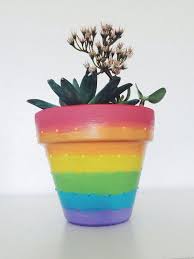 Striped Rainbow Hand Painted Terra Cotta Pot By Velvetcactus 16 00 Decorated Flower Pots Painted Flower Pots Painted Plant Pots