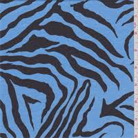 Sky Blue Zebra Jersey Knit Fabric Fashion Fabric Blue