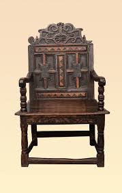 Scottish 16th Century Joined Oak And Inlaid Armchair Of Small Proportions Circa 1580 The Twin Panel Medieval Furniture Carved Furniture Renaissance Furniture