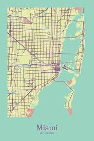 Miami Usa Map Print Map Print City Map Art Infographic Map