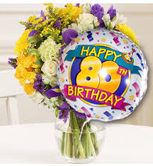 Beautiful Birthday Flowers And Balloons 80th Birthday Flowers And Balloon Birthday Flowers Birthday Flowers Bouquet Happy Birthday Flower