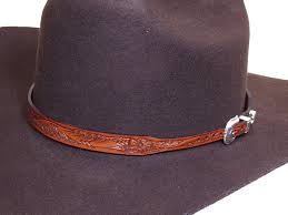 Cowboy Hat Band Tooled Leather Decorative Buckle Tip And Keeper Brown Cowboy Hat Bands Hat Band Brown Cowboy Hat