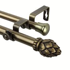 Choose from contactless same day delivery, drive up and more. Instyledesign Lotus Adjustable Antique Brass Curtain Rod Set With Finial Overstock 8486819