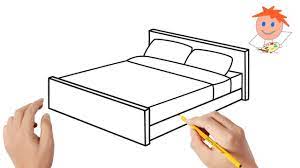 Bed room drawing for kids. How To Draw A Bed Easy Step By Step Drawing For Kids Easy Drawings Easy Drawings For Kids How To Make Drawing